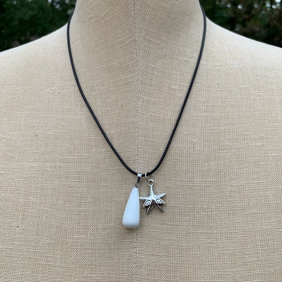 Handmade Teardrop Stone Amulet with Angel Star Charm - Picture 3 of 5